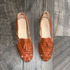 New XHANAB Brown Leather Moccasins with Woven Design
